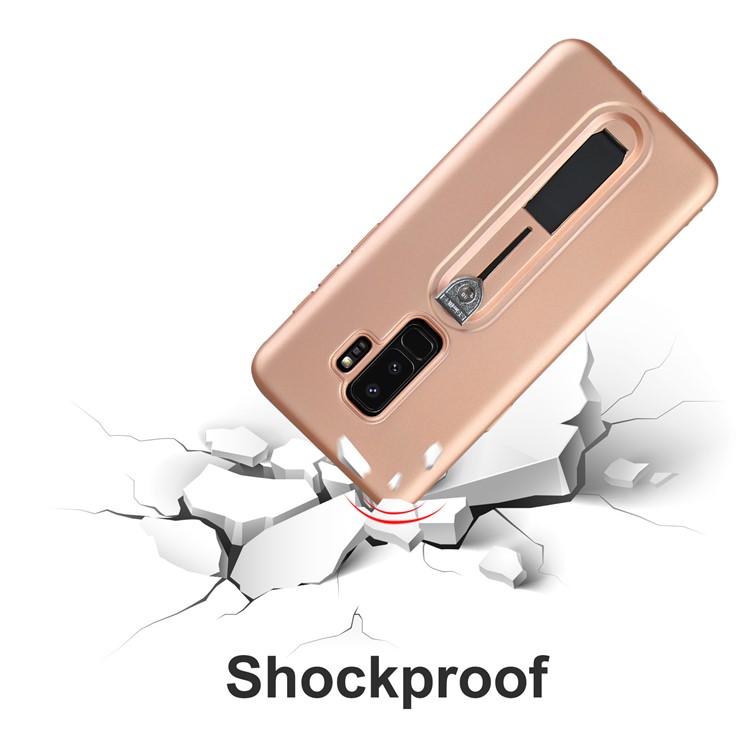 Matte TPU Mobile Phone Case with Sliding Kickstand for Samsung Galaxy S9+ SM-G965 - Rose Gold-6