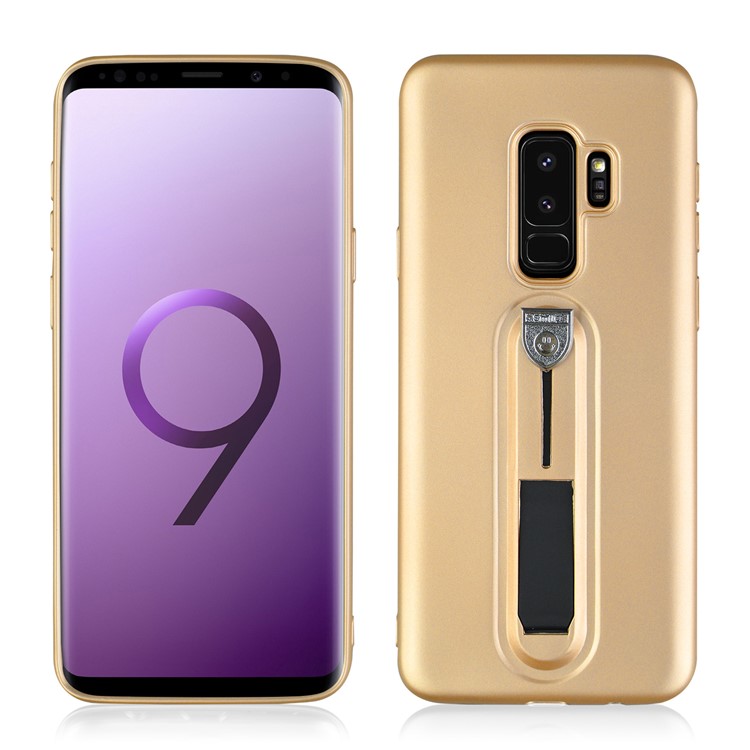 Matte TPU Mobile Casing with Sliding Kickstand for Samsung Galaxy S9+ SM-G965 - Gold-1