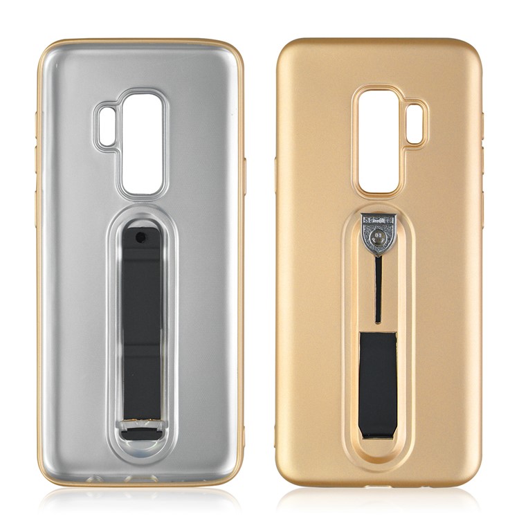 Matte TPU Mobile Casing with Sliding Kickstand for Samsung Galaxy S9+ SM-G965 - Gold-2