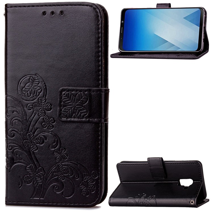 

Imprint Lucky Clover Magnetic PU Leather Stand Cover for Samsung Galaxy A8 (2018) - Black, Galaxy A8 (2018)