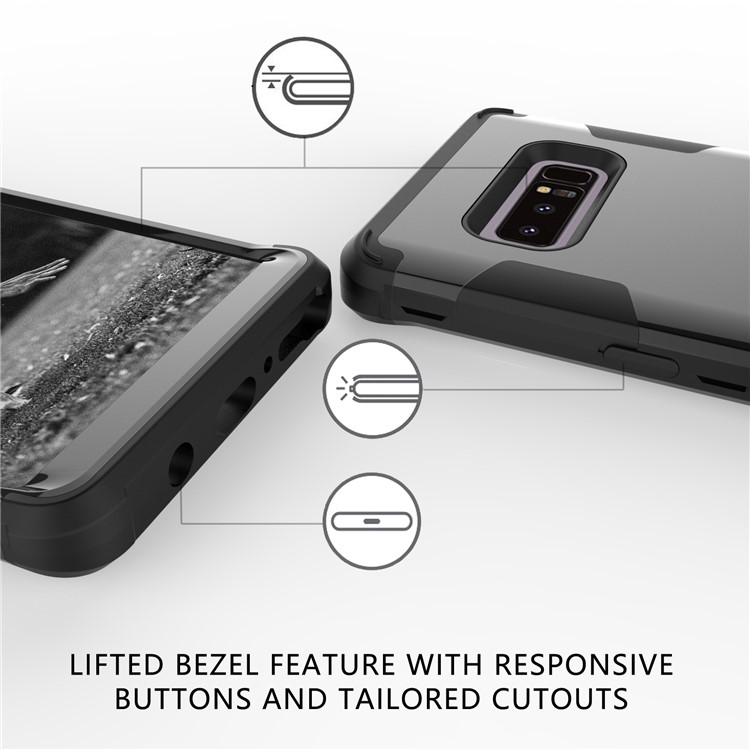 Heavy Duty 3-piece PC + Silicone Drop-proof Hybrid Cover for Samsung Galaxy Note 8 SM-N950 - Black-6