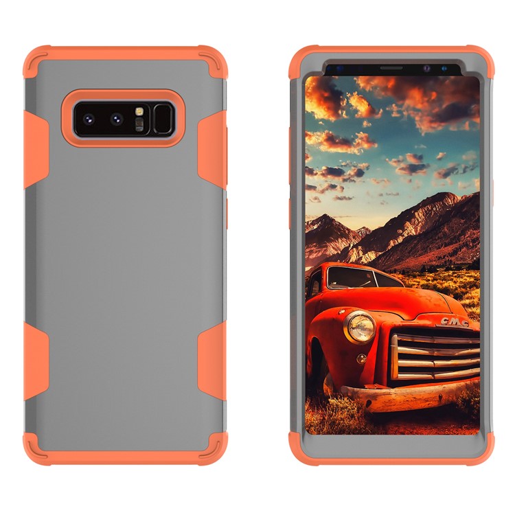 Heavy Duty 3-piece PC + Silicone Drop-proof Hybrid Case for Samsung Galaxy Note 8 SM-N950 - Orange / Grey-2