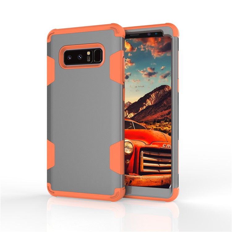 Heavy Duty 3-piece PC + Silicone Drop-proof Hybrid Case for Samsung Galaxy Note 8 SM-N950 - Orange / Grey-5