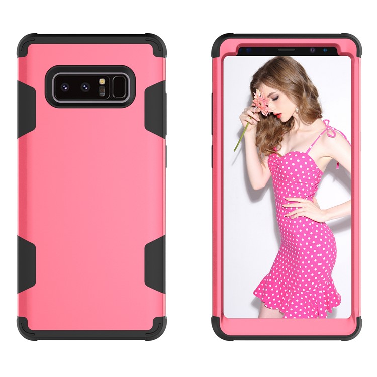 Heavy Duty 3-piece PC + Silicone Drop-proof Hybrid Shell for Samsung Galaxy Note 8 SM-N950 - Black / Rose-2