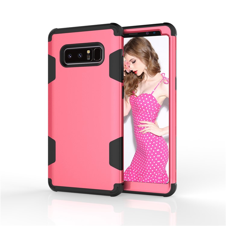 Heavy Duty 3-piece PC + Silicone Drop-proof Hybrid Shell for Samsung Galaxy Note 8 SM-N950 - Black / Rose-4