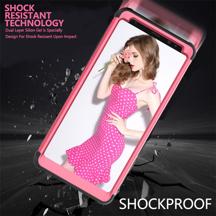 Heavy Duty 3-piece PC + Silicone Drop-proof Hybrid Shell for Samsung Galaxy Note 8 SM-N950 - Black / Rose-6