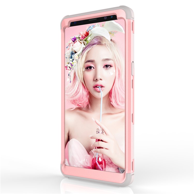Heavy Duty 3-piece PC + Silicone Drop-proof Combo Mobile Casing for Samsung Galaxy Note 8 SM-N950 - Grey / Rose Gold-4