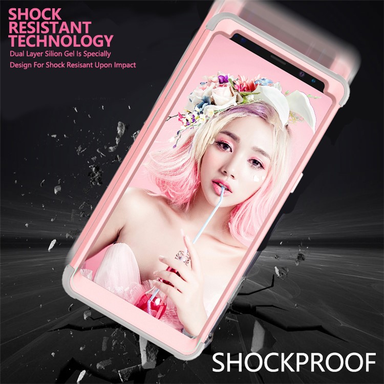 Heavy Duty 3-piece PC + Silicone Drop-proof Combo Mobile Casing for Samsung Galaxy Note 8 SM-N950 - Grey / Rose Gold-7