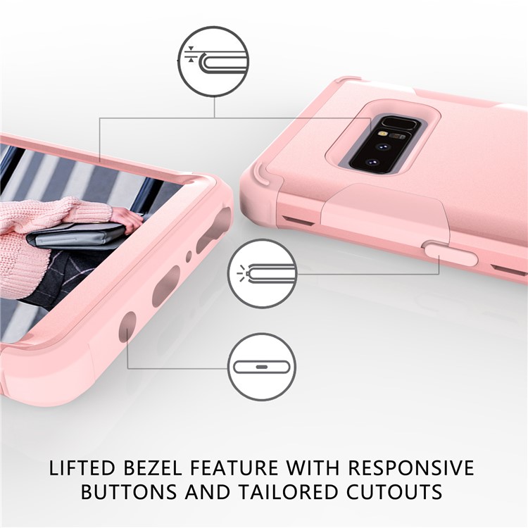 Heavy Duty 3-piece PC + Silicone Drop-proof Combo Cell Phone Cover for Samsung Galaxy Note 8 SM-N950 - Rose Gold-6