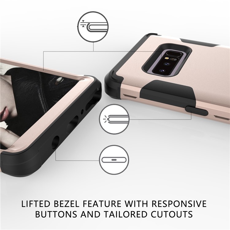 Heavy Duty 3-piece PC + Silicone Drop-proof Combo Cover for Samsung Galaxy Note 8 SM-N950 - Black / Gold-6