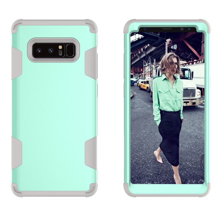 Heavy Duty 3-piece PC + Silicone Drop-proof Hybrid Protective Cover for Samsung Galaxy Note 8 SM-N950 - Grey / Cyan-2