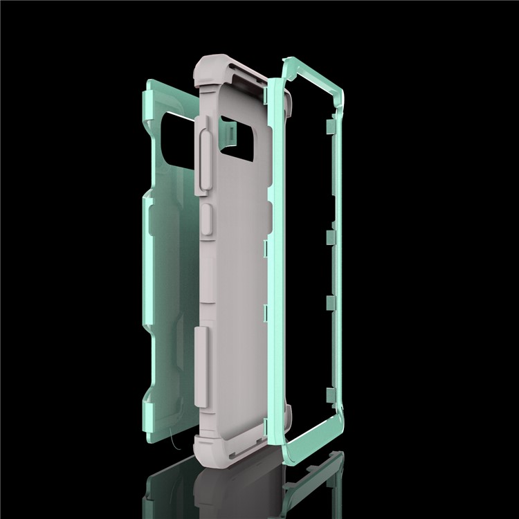 Heavy Duty 3-piece PC + Silicone Drop-proof Hybrid Protective Cover for Samsung Galaxy Note 8 SM-N950 - Grey / Cyan-6