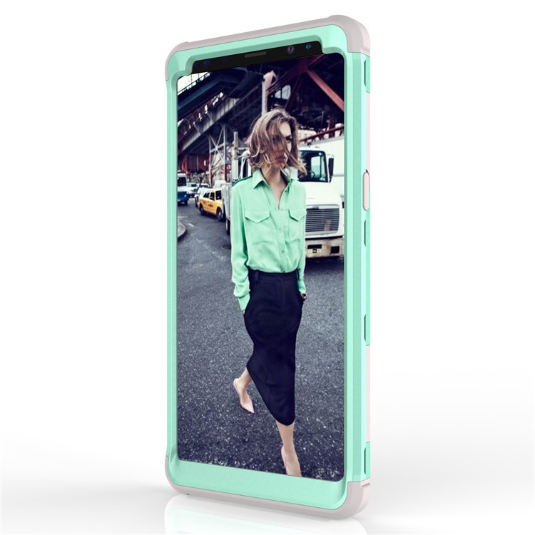 Heavy Duty 3-piece PC + Silicone Drop-proof Hybrid Protective Cover for Samsung Galaxy Note 8 SM-N950 - Grey / Cyan-7