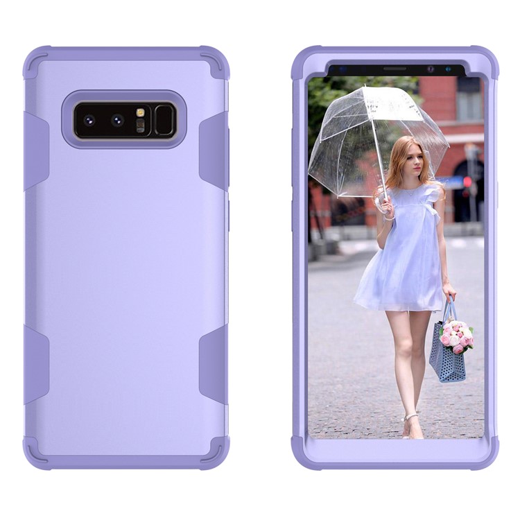 Heavy Duty 3-piece PC + Silicone Drop-proof Hybrid Mobile Case for Samsung Galaxy Note 8 SM-N950 - Purple-2