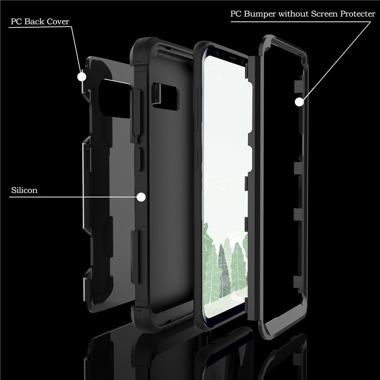 For Samsung Galaxy S8 G950 Heavy Duty 3-piece PC + Silicone Drop-proof Hybrid Case - Black-3