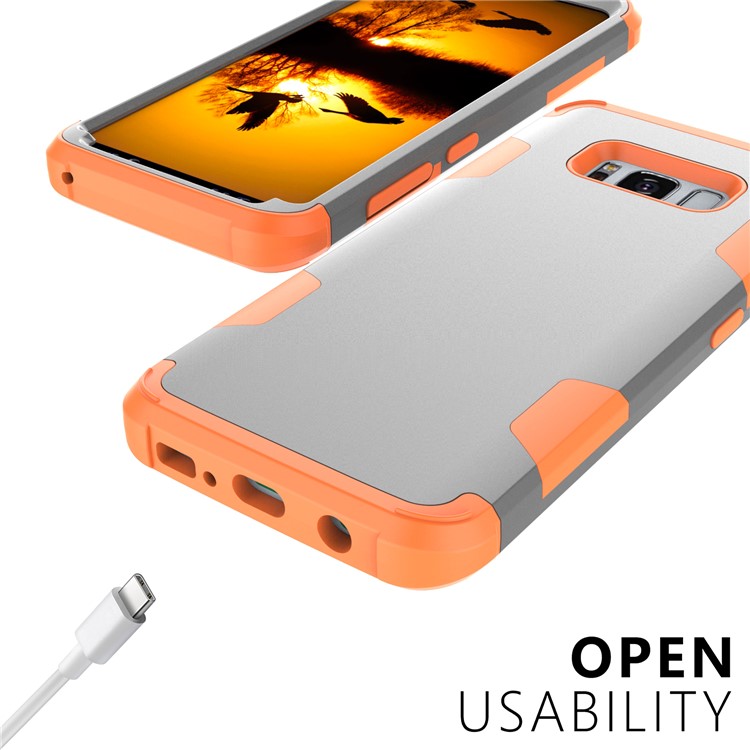 For Samsung Galaxy S8 G950 Heavy Duty 3-piece PC + Silicone Drop-proof Hybrid Cover - Orange / Grey-2