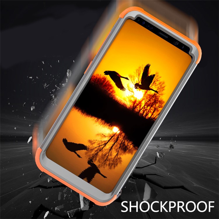 For Samsung Galaxy S8 G950 Heavy Duty 3-piece PC + Silicone Drop-proof Hybrid Cover - Orange / Grey-6