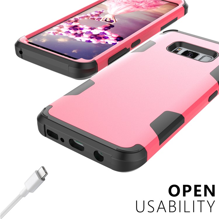 For Samsung Galaxy S8 G950 Heavy Duty 3-piece PC + Silicone Drop-proof Hybrid Back Case - Black / Rose-2