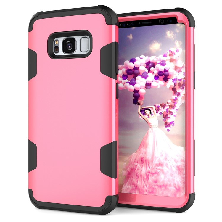 For Samsung Galaxy S8 G950 Heavy Duty 3-piece PC + Silicone Drop-proof Hybrid Back Case - Black / Rose-4