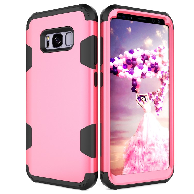For Samsung Galaxy S8 G950 Heavy Duty 3-piece PC + Silicone Drop-proof Hybrid Back Case - Black / Rose-5
