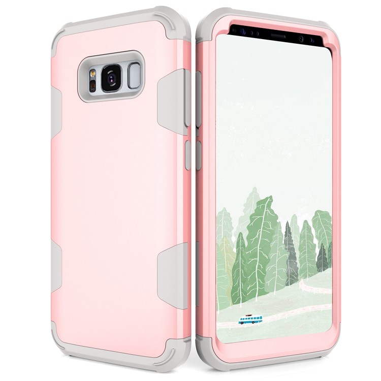 For Samsung Galaxy S8 G950 Heavy Duty 3-piece PC + Silicone Drop-proof Hybrid Phone Casing - Grey / Rose Gold-4