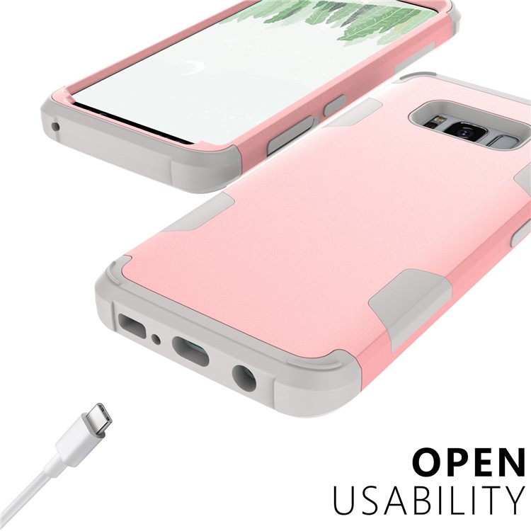For Samsung Galaxy S8 G950 Heavy Duty 3-piece PC + Silicone Drop-proof Hybrid Phone Casing - Grey / Rose Gold-6