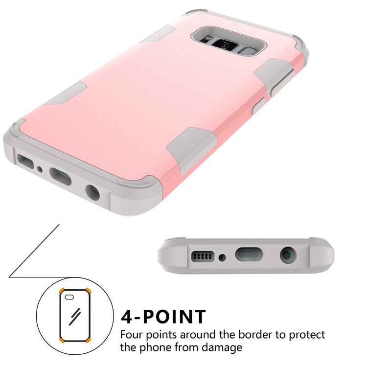 For Samsung Galaxy S8 G950 Heavy Duty 3-piece PC + Silicone Drop-proof Hybrid Phone Casing - Grey / Rose Gold-7