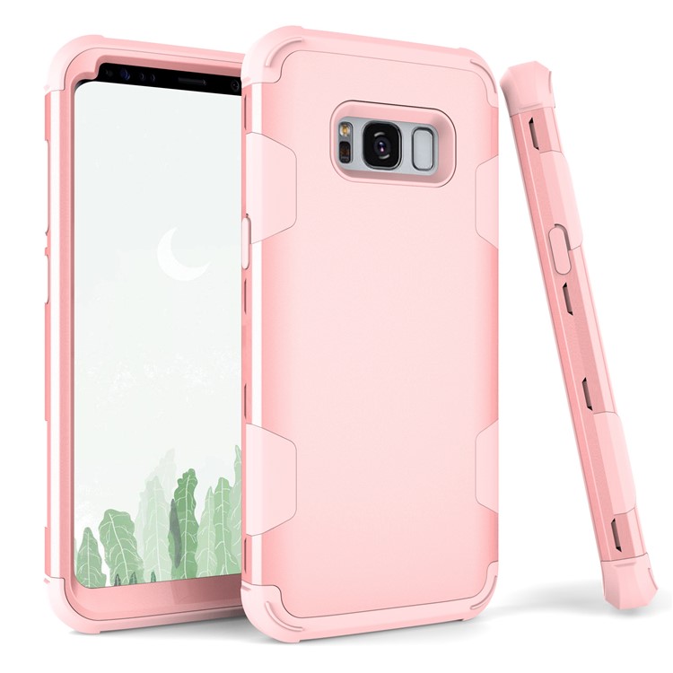 For Samsung Galaxy S8 G950 Heavy Duty 3-piece PC + Silicone Drop-proof Hybrid Protective Shell - Rose Gold-1