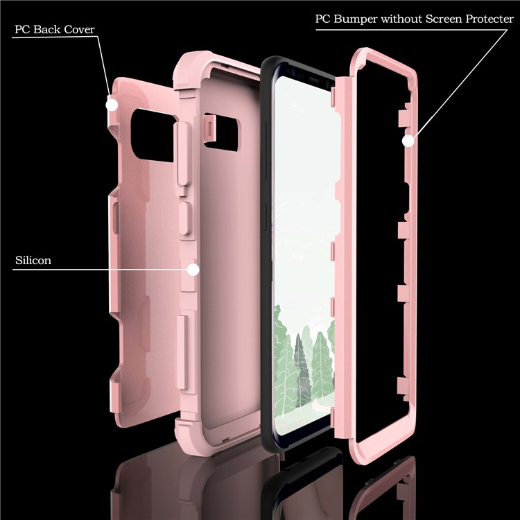 For Samsung Galaxy S8 G950 Heavy Duty 3-piece PC + Silicone Drop-proof Hybrid Protective Shell - Rose Gold-2
