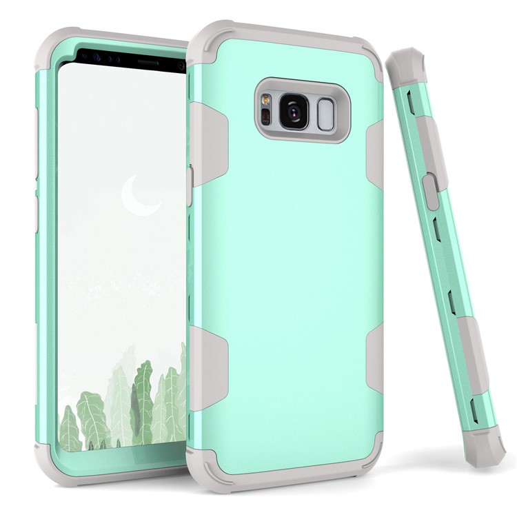 For Samsung Galaxy S8 G950 Heavy Duty 3-piece PC + Silicone Drop-proof Hybrid Cell Phone Cover - Grey / Cyan-1