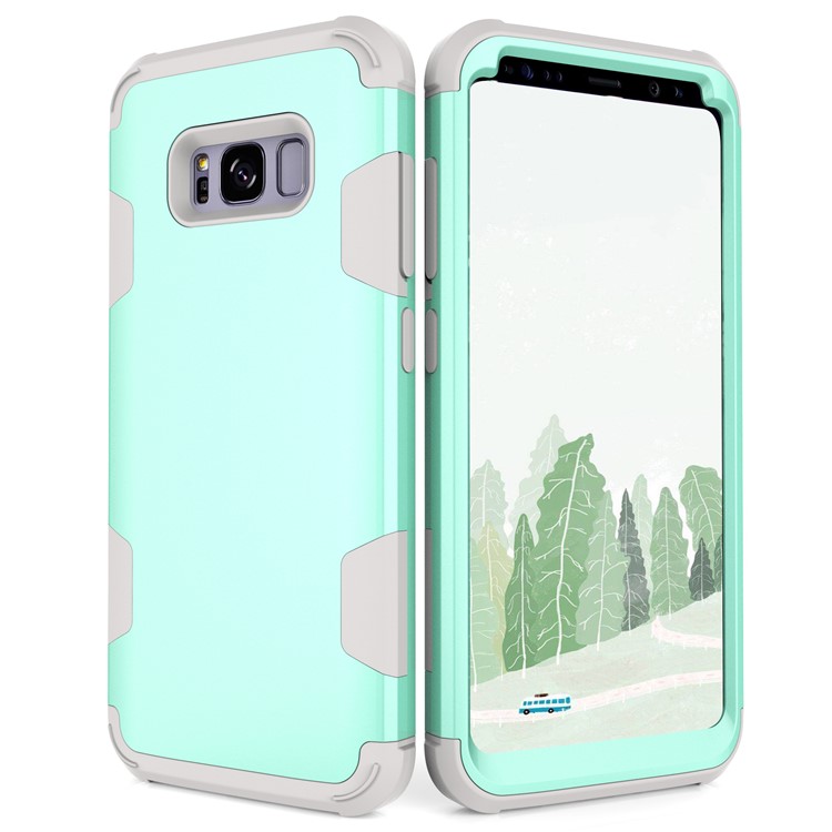 For Samsung Galaxy S8 G950 Heavy Duty 3-piece PC + Silicone Drop-proof Hybrid Cell Phone Cover - Grey / Cyan-4