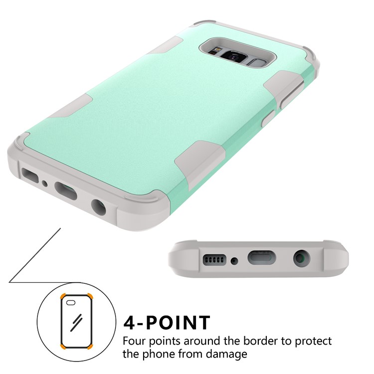 For Samsung Galaxy S8 G950 Heavy Duty 3-piece PC + Silicone Drop-proof Hybrid Cell Phone Cover - Grey / Cyan-6