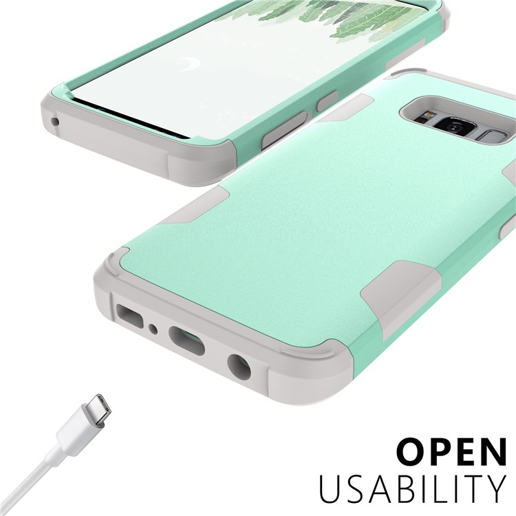 For Samsung Galaxy S8 G950 Heavy Duty 3-piece PC + Silicone Drop-proof Hybrid Cell Phone Cover - Grey / Cyan-8