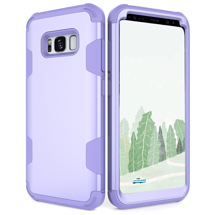 For Samsung Galaxy S8 G950 Heavy Duty 3-piece PC + Silicone Drop-proof Hybrid Protection Case - Purple-4