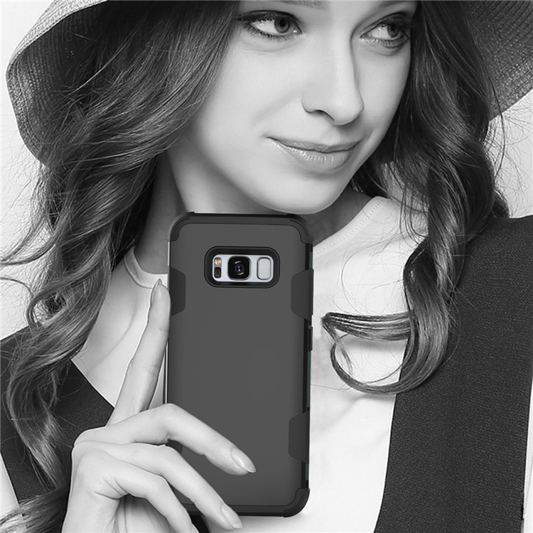 Heavy Duty 3-piece PC + Silicone Shockproof Hybrid Cell Phone Cover for Samsung Galaxy S8 Plus SM-G955 - Black-2