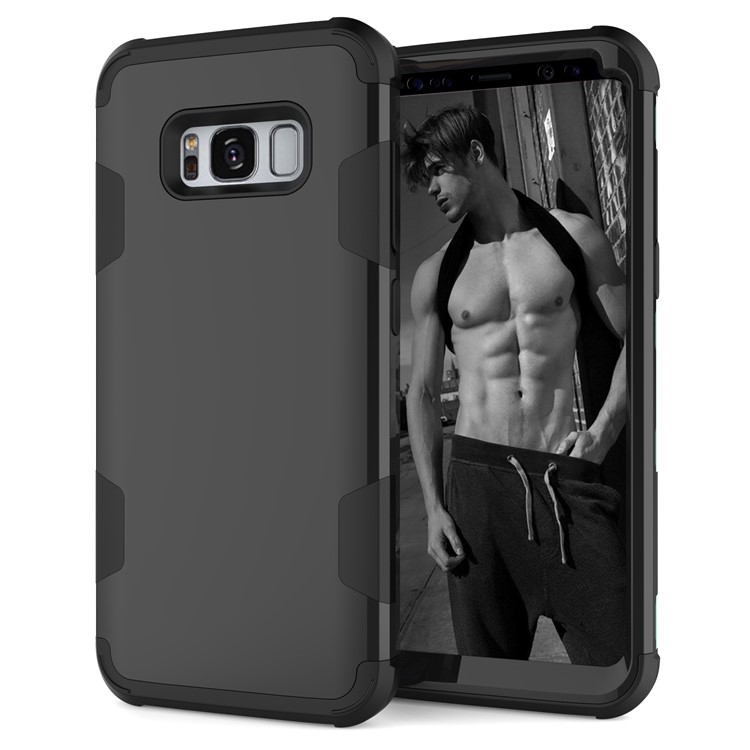 Heavy Duty 3-piece PC + Silicone Shockproof Hybrid Cell Phone Cover for Samsung Galaxy S8 Plus SM-G955 - Black-4