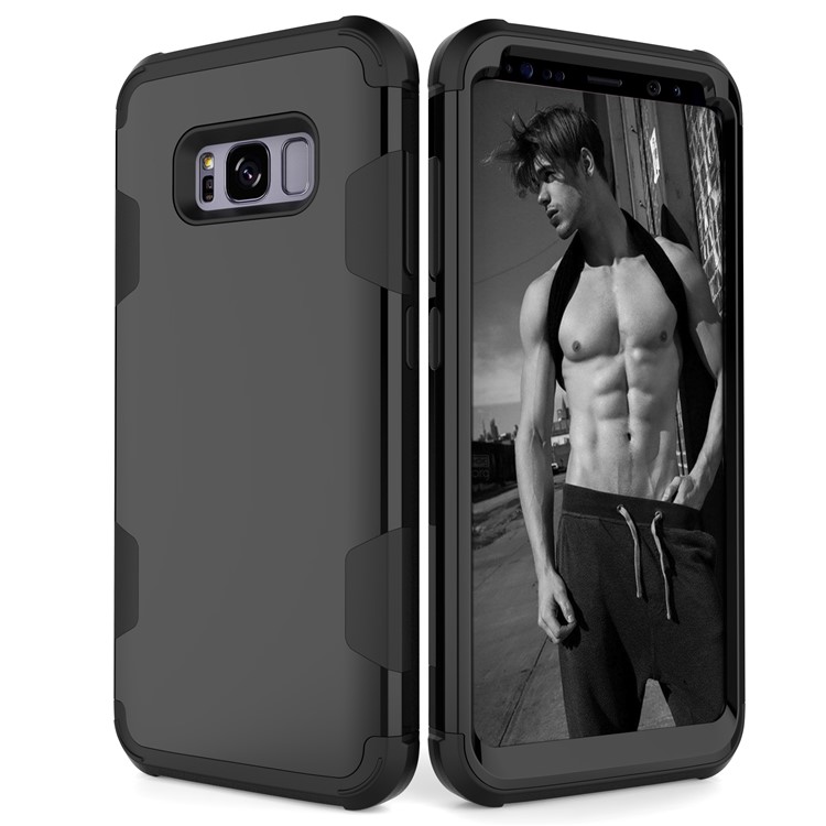 Heavy Duty 3-piece PC + Silicone Shockproof Hybrid Cell Phone Cover for Samsung Galaxy S8 Plus SM-G955 - Black-5