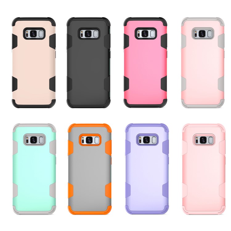 Heavy Duty 3-piece PC + Silicone Shockproof Hybrid Cell Phone Cover for Samsung Galaxy S8 Plus SM-G955 - Black-9