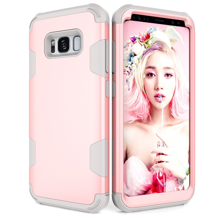 Heavy Duty 3-piece PC + Silicone Shockproof Hybrid Protective Case for Samsung Galaxy S8 Plus SM-G955 - Grey / Rose Gold-4