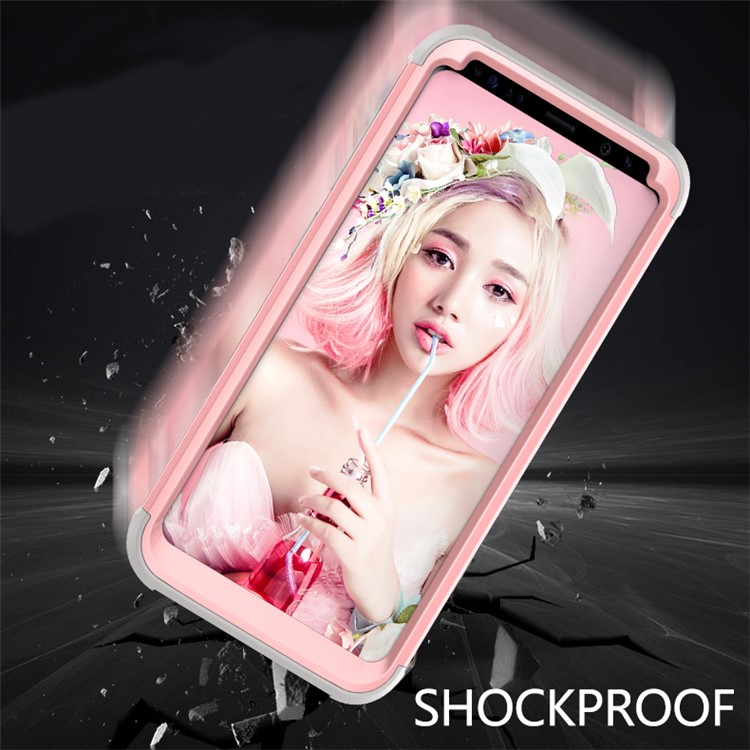 Heavy Duty 3-piece PC + Silicone Shockproof Hybrid Protective Case for Samsung Galaxy S8 Plus SM-G955 - Grey / Rose Gold-5