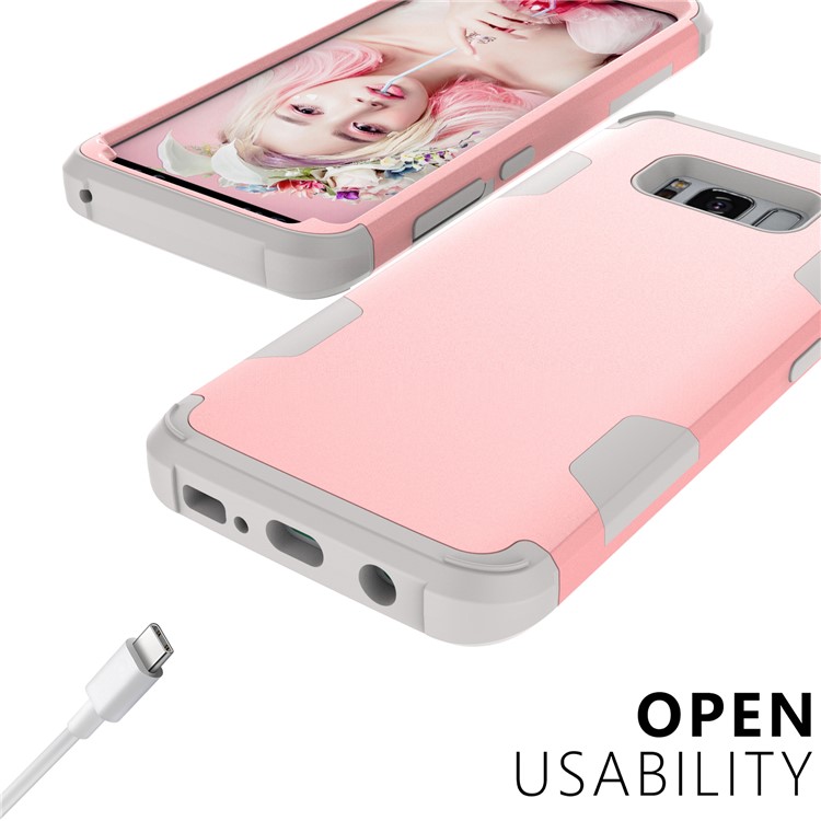 Heavy Duty 3-piece PC + Silicone Shockproof Hybrid Protective Case for Samsung Galaxy S8 Plus SM-G955 - Grey / Rose Gold-6