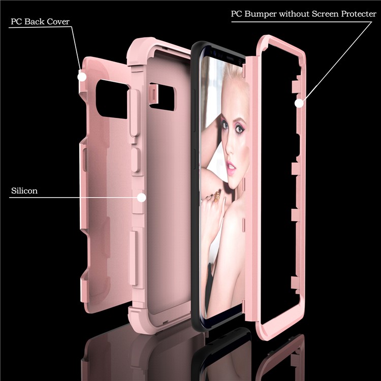 Heavy Duty 3-piece PC + Silicone Shockproof Hybrid Shell for Samsung Galaxy S8 Plus SM-G955 - Rose Gold-2