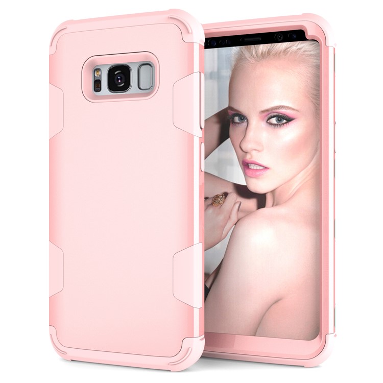 Heavy Duty 3-piece PC + Silicone Shockproof Hybrid Shell for Samsung Galaxy S8 Plus SM-G955 - Rose Gold-3