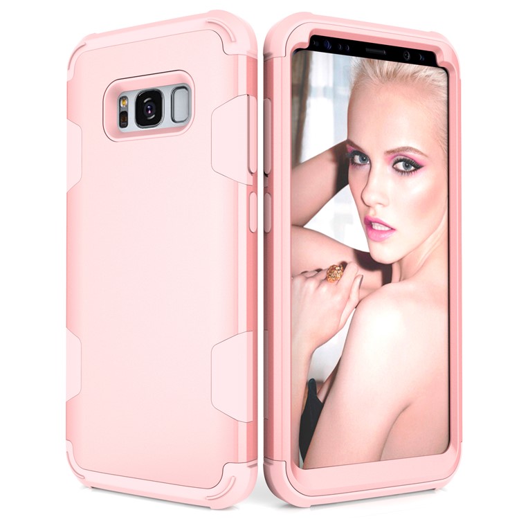 Heavy Duty 3-piece PC + Silicone Shockproof Hybrid Shell for Samsung Galaxy S8 Plus SM-G955 - Rose Gold-4
