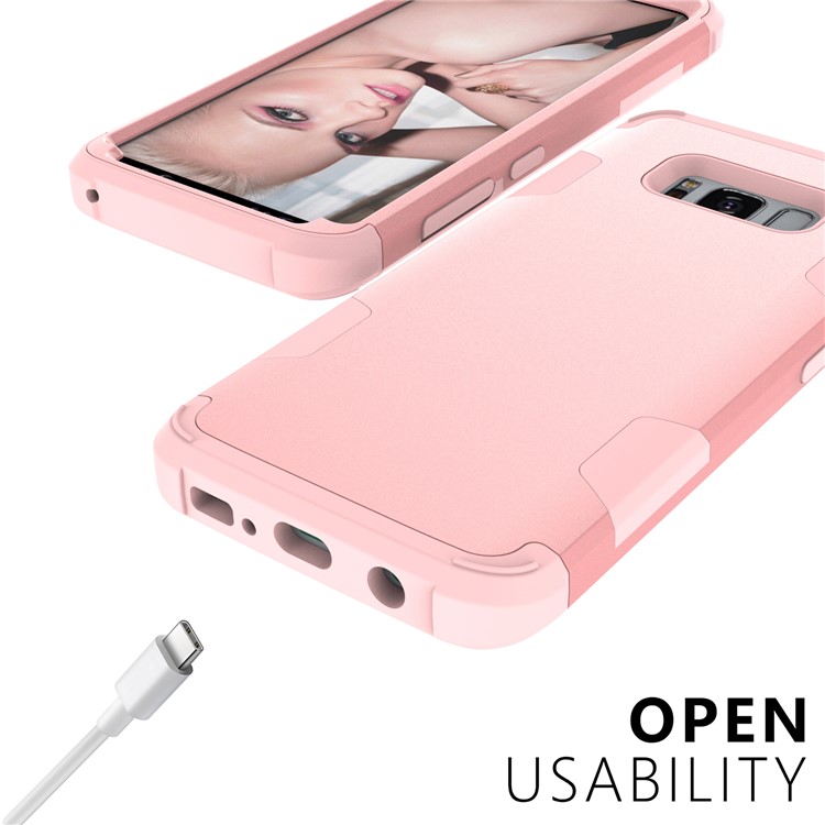 Heavy Duty 3-piece PC + Silicone Shockproof Hybrid Shell for Samsung Galaxy S8 Plus SM-G955 - Rose Gold-6