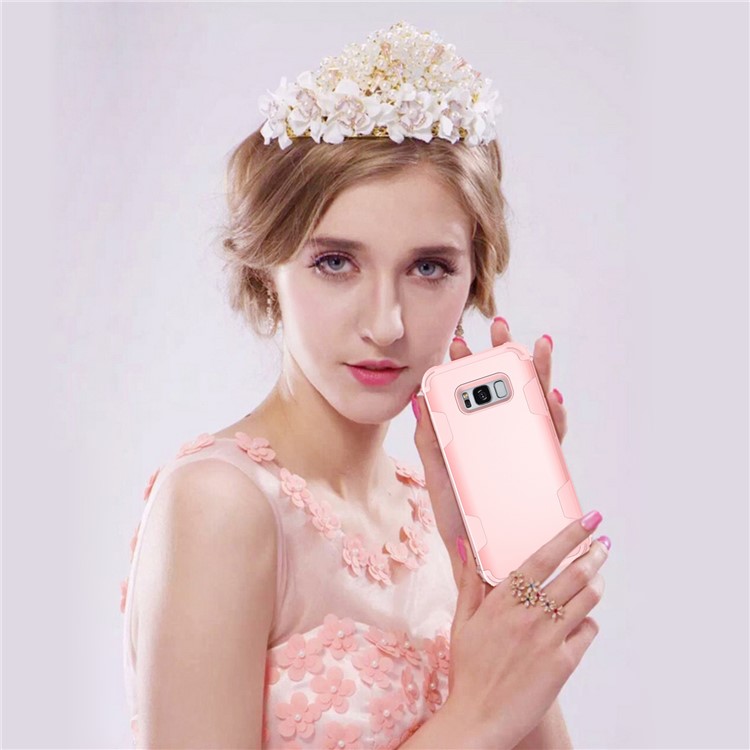 Heavy Duty 3-piece PC + Silicone Shockproof Hybrid Shell for Samsung Galaxy S8 Plus SM-G955 - Rose Gold-8