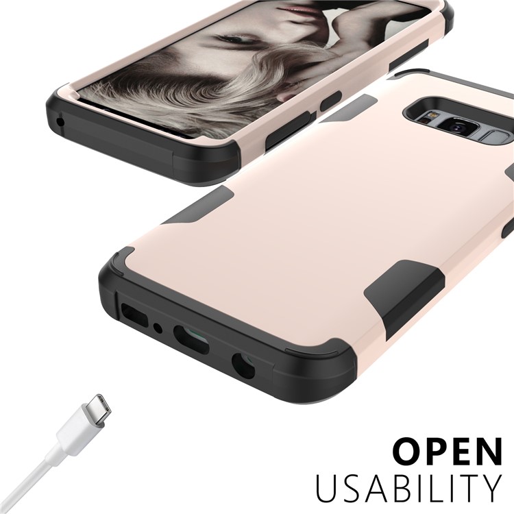 Heavy Duty 3-piece PC + Silicone Shockproof Hybrid Back Case for Samsung Galaxy S8 Plus SM-G955 - Black / Gold-2