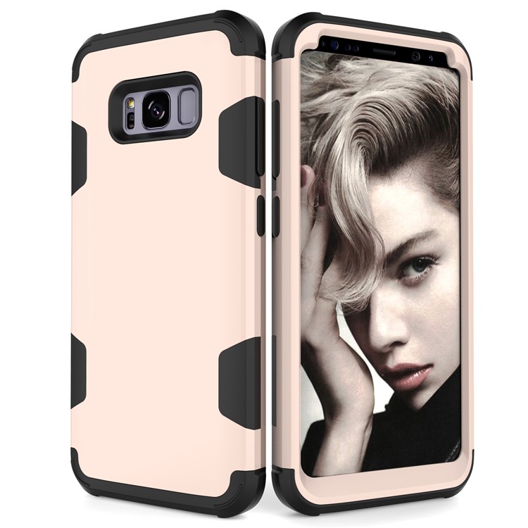 Heavy Duty 3-piece PC + Silicone Shockproof Hybrid Back Case for Samsung Galaxy S8 Plus SM-G955 - Black / Gold-5