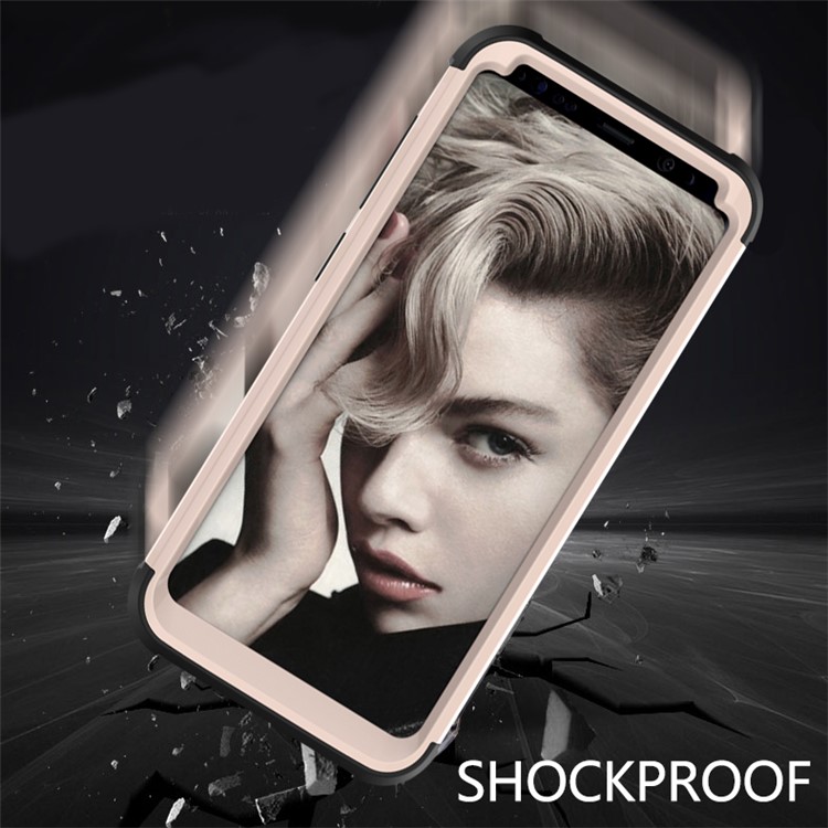 Heavy Duty 3-piece PC + Silicone Shockproof Hybrid Back Case for Samsung Galaxy S8 Plus SM-G955 - Black / Gold-6