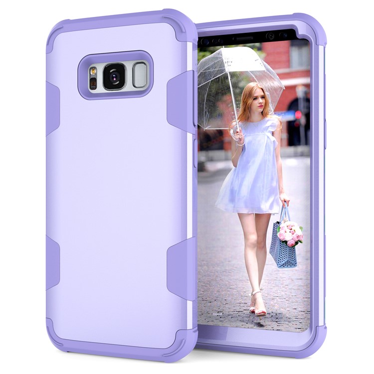 Heavy Duty 3-piece PC + Silicone Shockproof Hybrid Casing for Samsung Galaxy S8 Plus SM-G955 - Purple-3